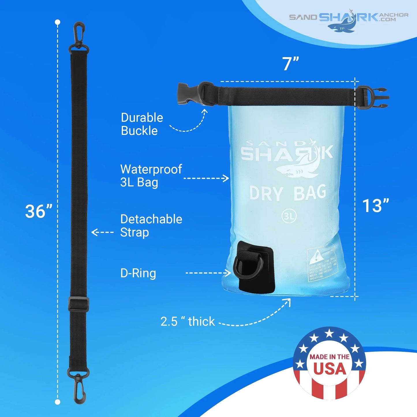 3L Waterproof Dry Bag – With Phone Case Inside
