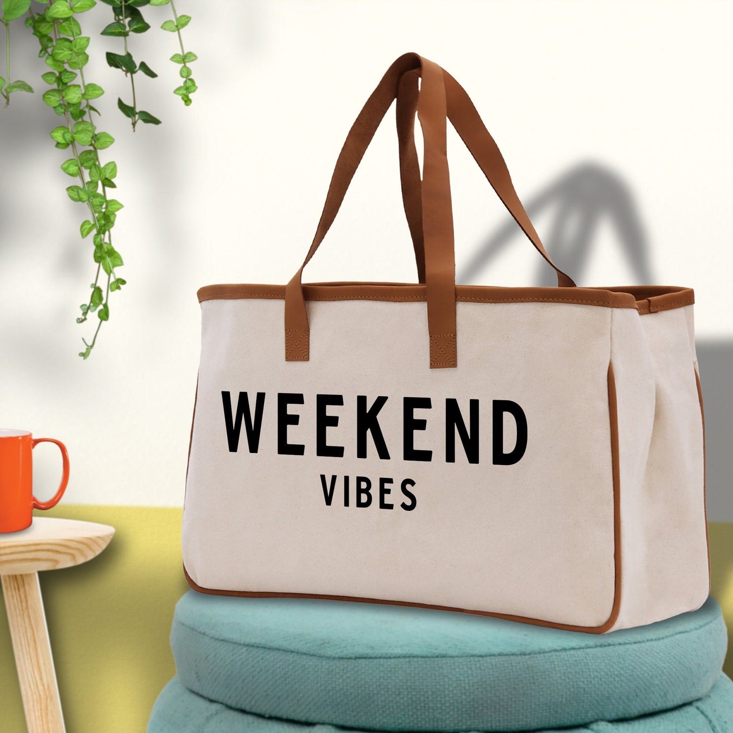 Weekend Vibes Beach Tote Bag - Large Chic Tote Bag - Gift for Her - Girls Weekend Tote - Weekender Bag - Weekend Tote - Weekend Vibes Bag